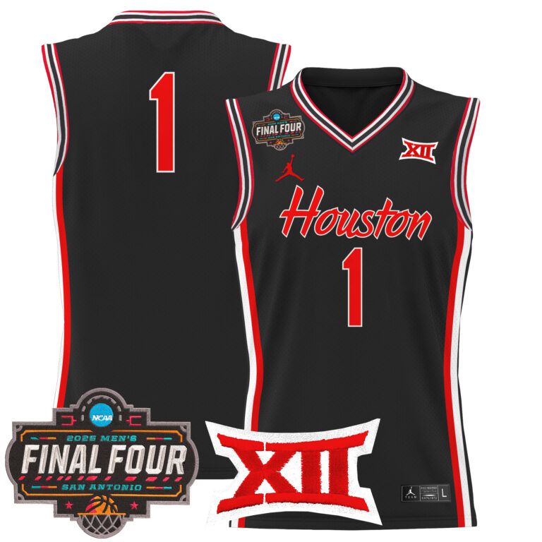 Men Houston Cougars #1 black 2025 Final Four Patch NCAA Jersey->customized ncaa jersey->Custom Jersey